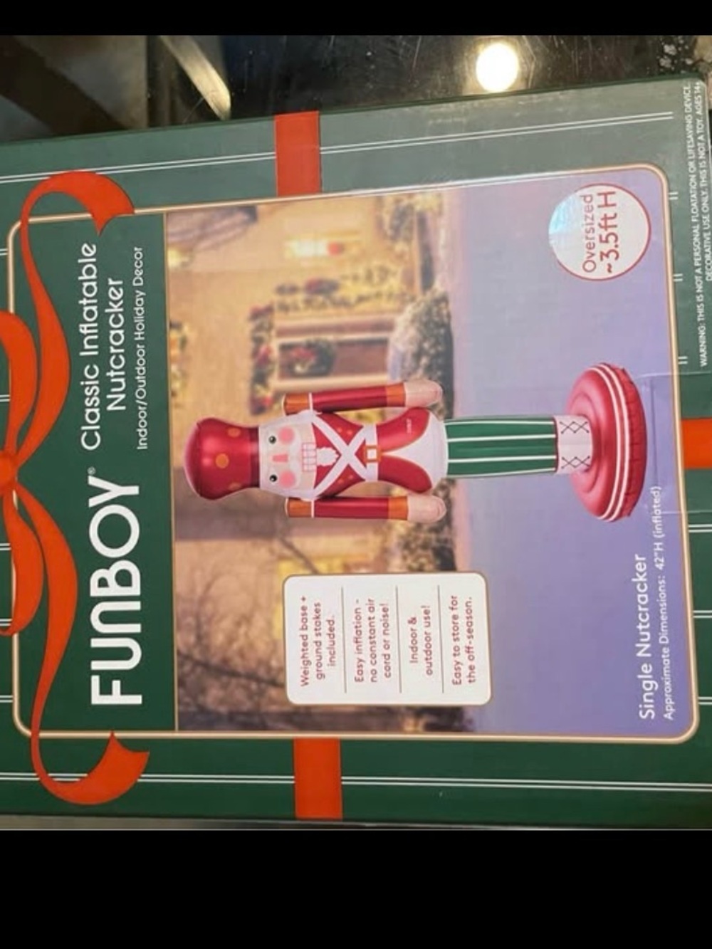 FUNBOY Classic Inflatable Nutcracker - Red & Green Holiday Plush